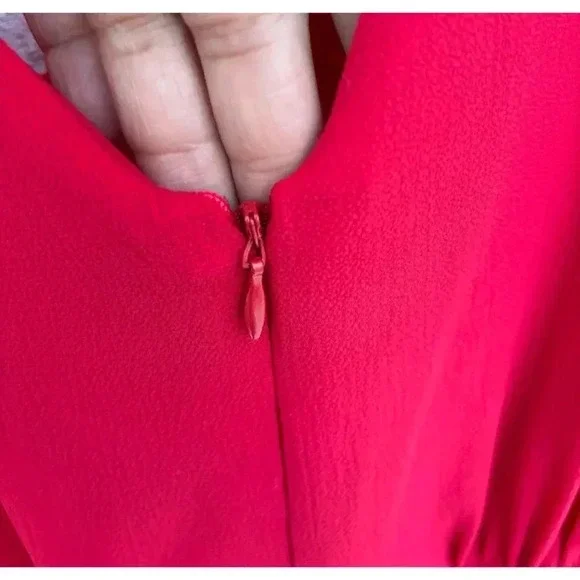 Betsey Johnson Womens Crepe Georgette Elegant Midi Dress Red Size 4 - Picture 9 of 13